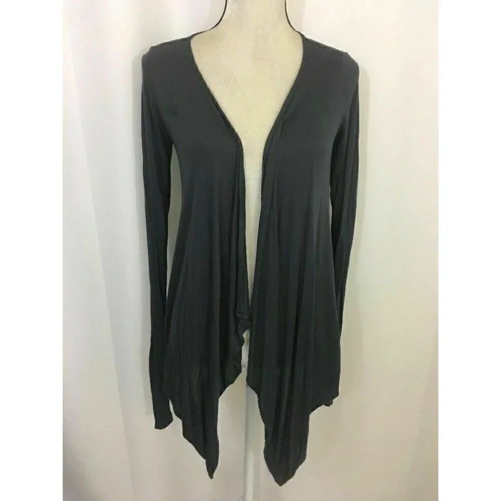 Club Monaco Womens Solid Gray Long Sleeve Cardigan